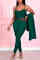 Green Fashion Casual Solid Basic Long Sleeve Two Pieces