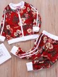 Red Fashion Casual Print Patchwork Red Girl Two-piece Pants Set