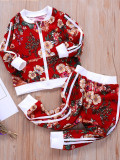 Royal blue Fashion Casual Print Patchwork Red Girl Two-piece Pants Set