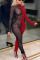 Red Sexy Solid Split Joint O Neck Skinny Jumpsuits