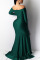 Green Celebrities Solid V Neck Evening Dress Dresses