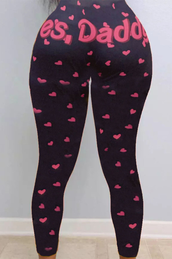 Black and red Sexy Print Skinny Bottoms