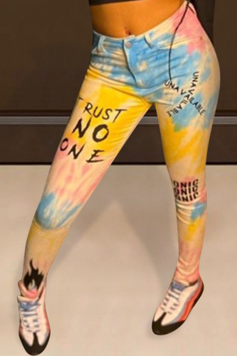 Blue Street Print Skinny Bottoms