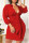 Red Fashion Sexy Plus Size Solid Basic Turndown Collar Long Sleeve Dress