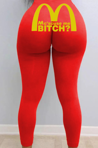 Red Sexy Print Skinny Bottoms