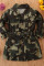 Camouflage Fashion Long Sleeve Turndown Collar Camo Print Girl Trench Coat