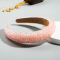 Pink Fashion Beaded Solid Color Wide Hair Band For Women