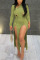Light Green Daily Solid O Neck Dresses