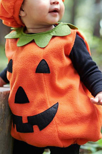 Orange Fashion Sleeveless Patchwork Patchwork Children's Two-piece Set