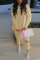 Khaki Daily Solid Hollowed Out Hooded Collar Long Sleeve Two Pieces