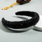 Black Fashion Beaded Solid Color Wide Hair Band For Women