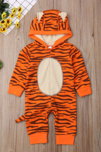 Orange Fashion Long Sleeve Basic Regular Sleeve Regular Print Children's Jumpsuit