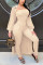 Apricot Fashion Casual Solid Basic Turndown Collar Long Sleeve Two Pieces