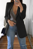 Dark Gray Fashion Casual Solid Cardigan Turndown Collar Plus Size Coats