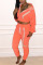 Orange Casual Striped Hooded Collar Long Sleeve Two Pieces