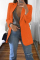 Orange Fashion Casual Solid Cardigan Turndown Collar Plus Size Coats
