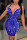 Blue Fashion Sexy Spaghetti Strap Sleeveless V Neck Sling Dress Knee Length Patchwork Dresses