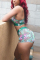 Green Fashion Print Vest Tops Shorts Sports Set