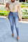Light Blue Fashion Casual Solid Basic High Waist Jeans
