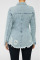 Baby Blue Casual Solid Buttons Turndown Collar Long Sleeve Skinny Denim
