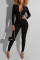 Black Sexy Fashion Solid zipper Patchwork Polyester Long Sleeve O Neck  Jumpsuits