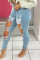 Baby Blue Fashion Sexy Solid Ripped High Waist Skinny Jean