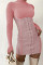Pink Sexy Solid Bandage O Neck Wrapped Skirt Dresses