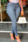 Blue Fashion Casual Solid Basic Mid Waist Skinny Jeans