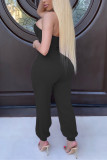 Black Sexy Fashion Strapless Top Trousers Set