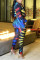 Multicolor Fashion Casual Print Basic Turtleneck Skinny Jumpsuits