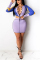 Purple Fashion Sexy Patchwork Hollowed Out O Neck Long Sleeve Two Pieces