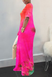 Pink Fashion Casual Printed Short Sleeve Dress