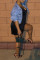 Light Blue Fashion Casual Solid Cardigan Turndown Collar Long Sleeve Denim Coats