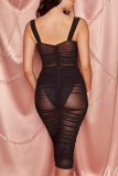 Black Sexy Fashion Perspective Sleeveless Dress