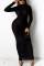 Black Fashion Sexy Solid Basic Turtleneck Long Sleeve Dress