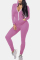 Light Purple Fashion Casual Solid Basic Hooded Collar Skinny Jumpsuits