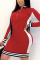 Red Sportswear Solid Split Joint Turndown Collar Pencil Skirt Dresses