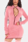 Pink Fashion Casual Solid Basic Turtleneck Long Sleeve Dress Dresses