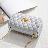 Light Gray Fashion Diamond Shoulder Messenger Bag