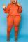 Orange Fashion Casual Solid Basic Hooded Collar Plus Size Set
