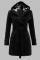 Black Fashion Casual Solid With Belt Hooded Collar Outerwear
