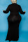 Black Fashion Casual Plus Size Solid Basic Turtleneck Long Sleeve Dress