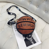 Brown Fashion Stitching Letter Basketball Single Shoulder Bags