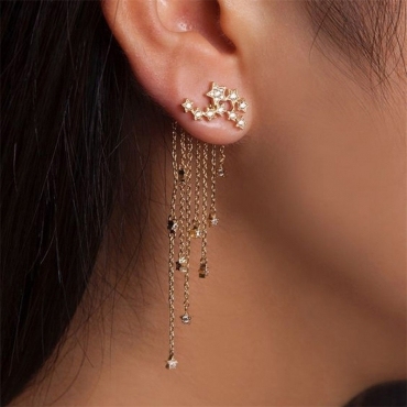 Gold Fashion Star Tassel Earrings