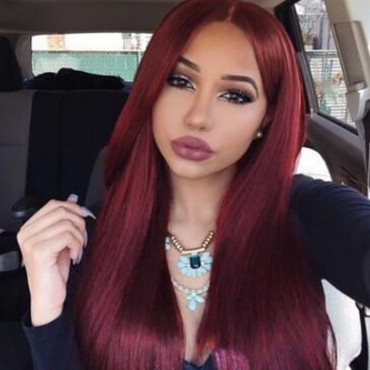Wine Red Fashion Casual Long Straight Wigs