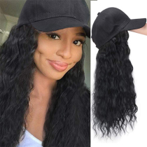 Black Fashion Patchwork Long Curly Wig Hat