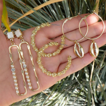 Gold Fashion Chic Three-piece Earrings