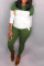 Green Fashion Casual Patchwork Patchwork O Neck Long Sleeve Two Pieces