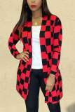 White Casual Plaid Patchwork O Neck Outerwear