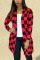 White Casual Plaid Split Joint O Neck Outerwear